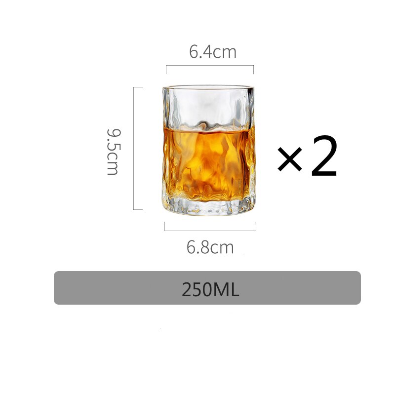 Japansk stil enkelhed whisky glas træ tekstur spiritus brandy øl gennemsigtig vand kop bar husstand vaso: 2 stykker