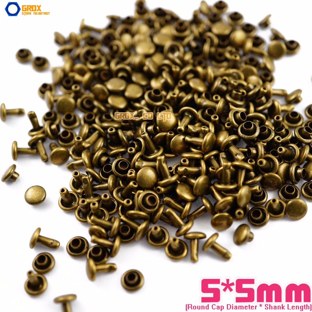 1000 set 5*5mm Antiek Messing Dubbele Cap Ronde Ra... – Grandado