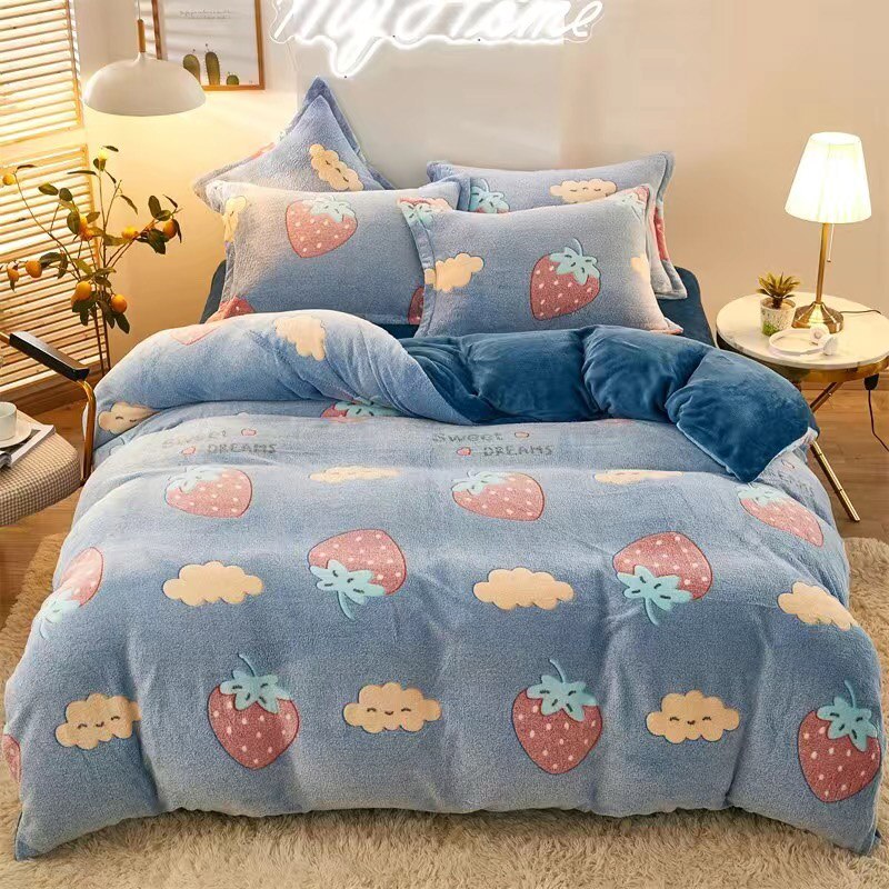 Justchic Sterrenhemel Grijs Dekbedovertrek Winter Dubbelzijdig Sneeuwvlok Fluwelen Warm Dekbedovertrek Kussensloop Kinderen Volwassen Beddengoed Cover: C / 1pcs 200x230cm