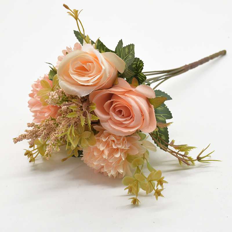 Kunstbloemen Bruidsboeket met rozenkrans Bruiloft Buiten Tuin Huisdecoratie DIY Cadeaus Accessoire: Champagne