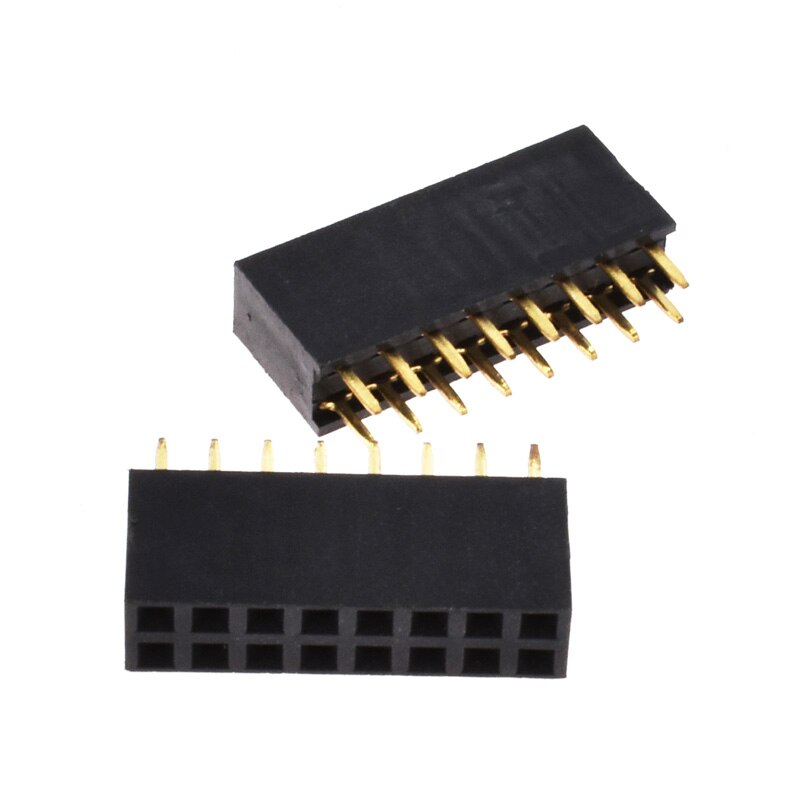 10pcs 2.54mm 2mm Connector Female Set 1X4 to 1X40 Pin 2X4 to 2X25 Pins Single Double Row PCB Connector Strip Pin Header: 2x8Pin