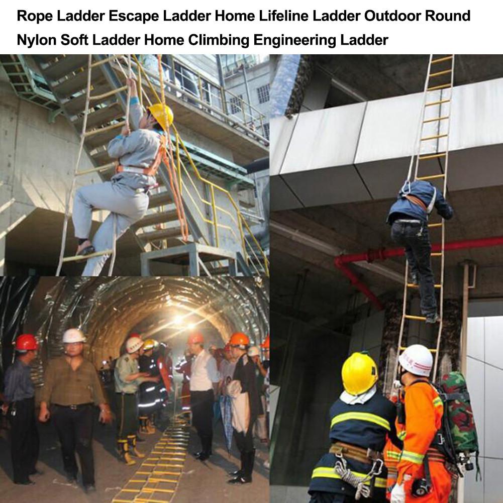 Rope Ladder Escape Ladder Home Lifeline Ladder Outdoor Round Nylon Soft Ladder Home Escape Training Fire Rescue Climbing
