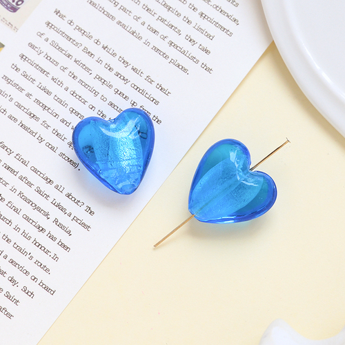 5 stk. 20*20mm retro farvede glasperler med lige hul, hjerteformede perler, gør-det-selv-smykker, halskæde, armbånd, øreringe, tilbehør: Grøn