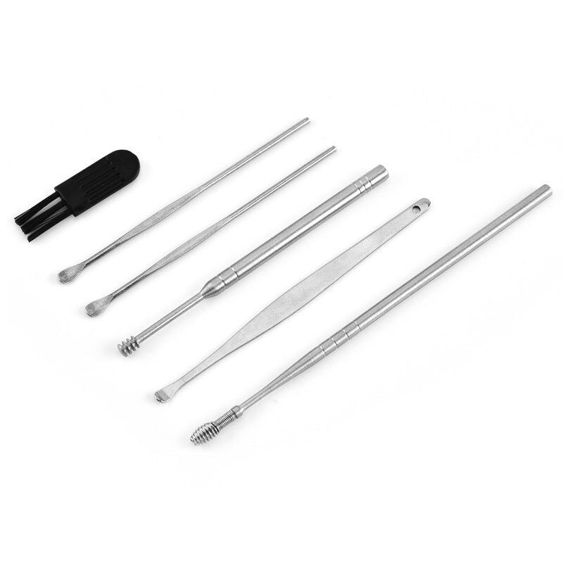 Earwax Removal Cleaner Tool Kit 6-Piece Earplug Kit with Storage Box Stainless Steel Spiral Ear Curette Set sy998