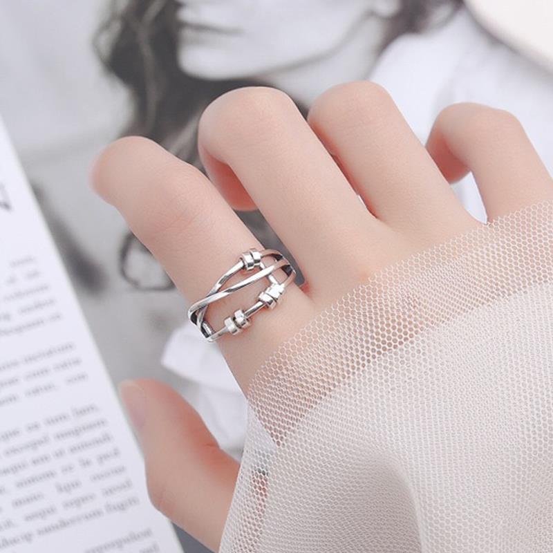 BALMORA 100% 925 Silber Anti Angst Ringe Für Frauen Mädchen Jahrgang Punk zappeln Spinner Band Einstellbare Stapeln Ring Schmuck