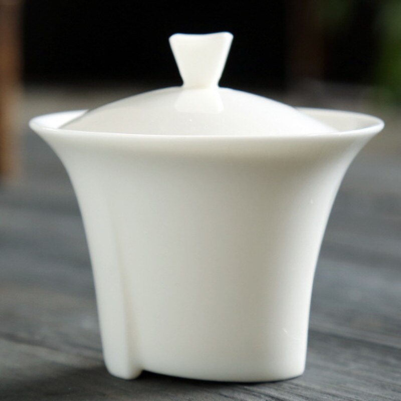 Hvid porcelæn stor skål te terrin vintage keramik gaiwan fedt jadejapansk håndlavet sancai kunst tilbehør boligindretning