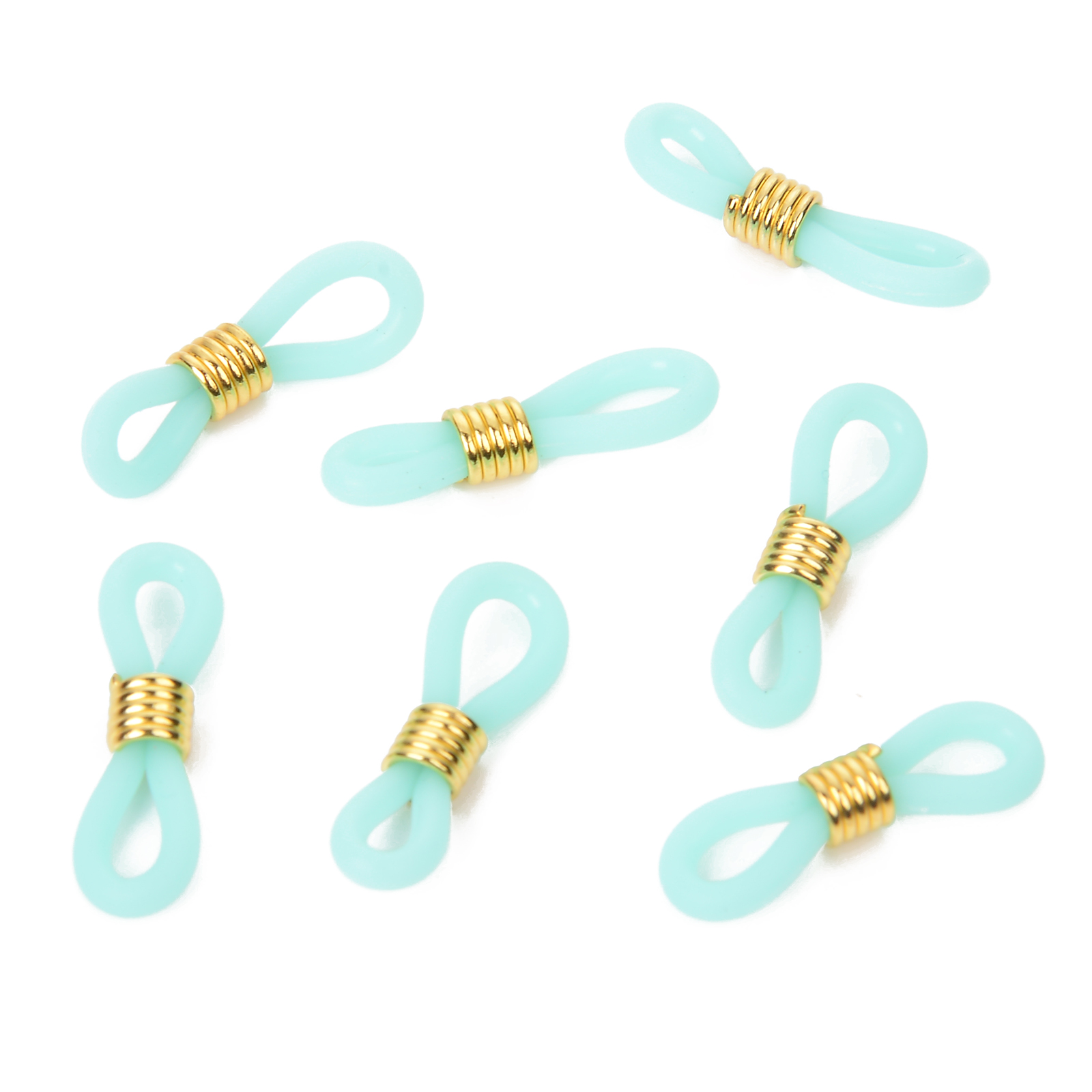 50 sztuk 22x11mm 18 kolory łańcuszek do okularów gumy silikonowej stop złota kołatka antypoślizgowe okulary okulary klamra DIY akcesoria: Water Blue
