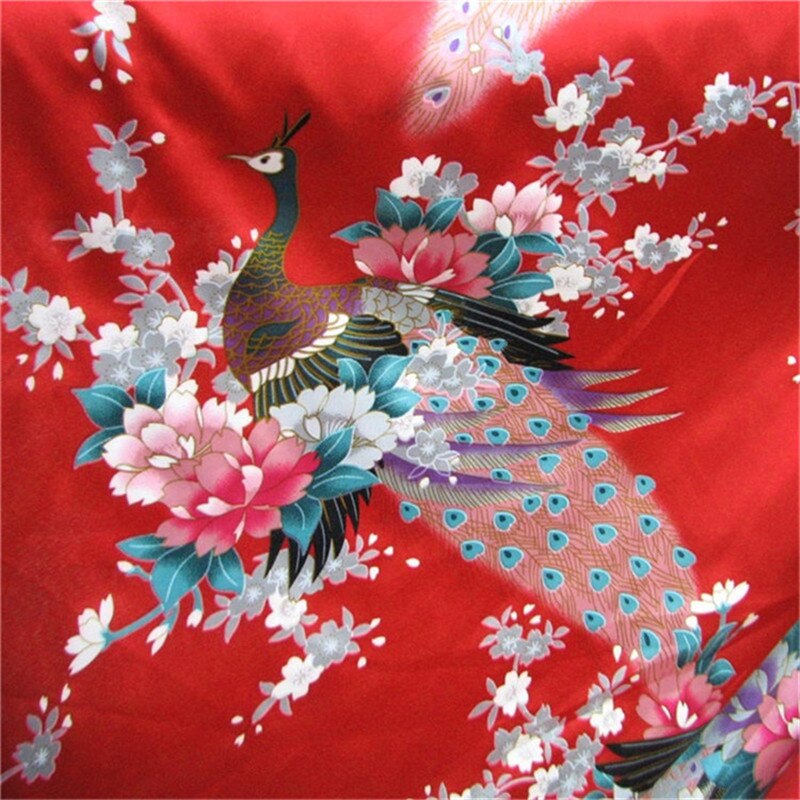 CF550 Green Peacock Brocade Jacquard Fabric Traditional Chinese Wedding Cheongsam Qipao Fabric Mulberry Silk DIY Material