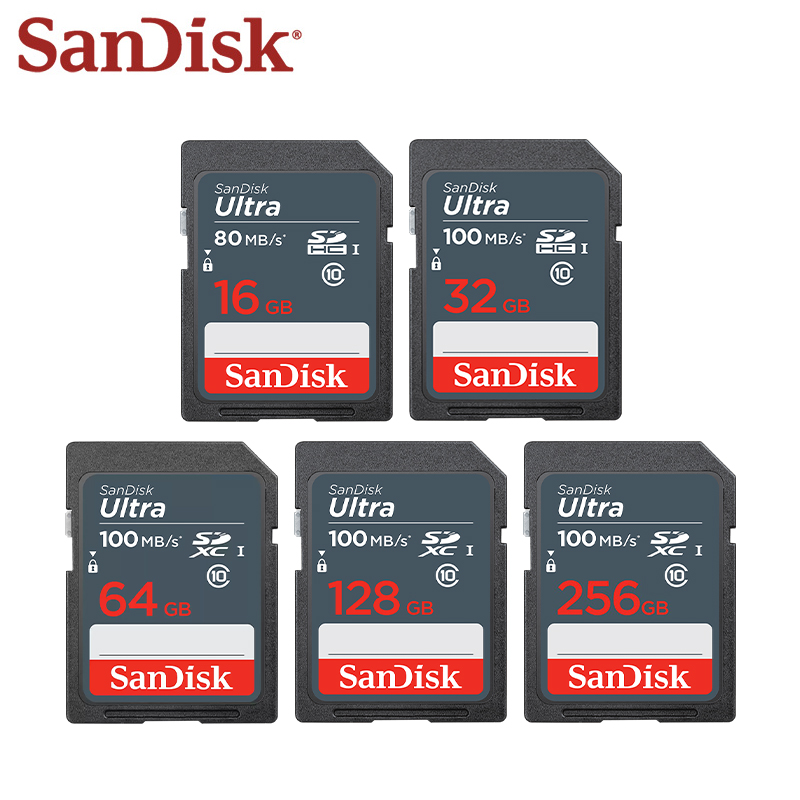 Karta pamięci SanDisk Ultra SDHC SDXC 16 GB 32 GB 64 GB 128 GB 256 GB Karta SD do 100 Mb/s do kamery