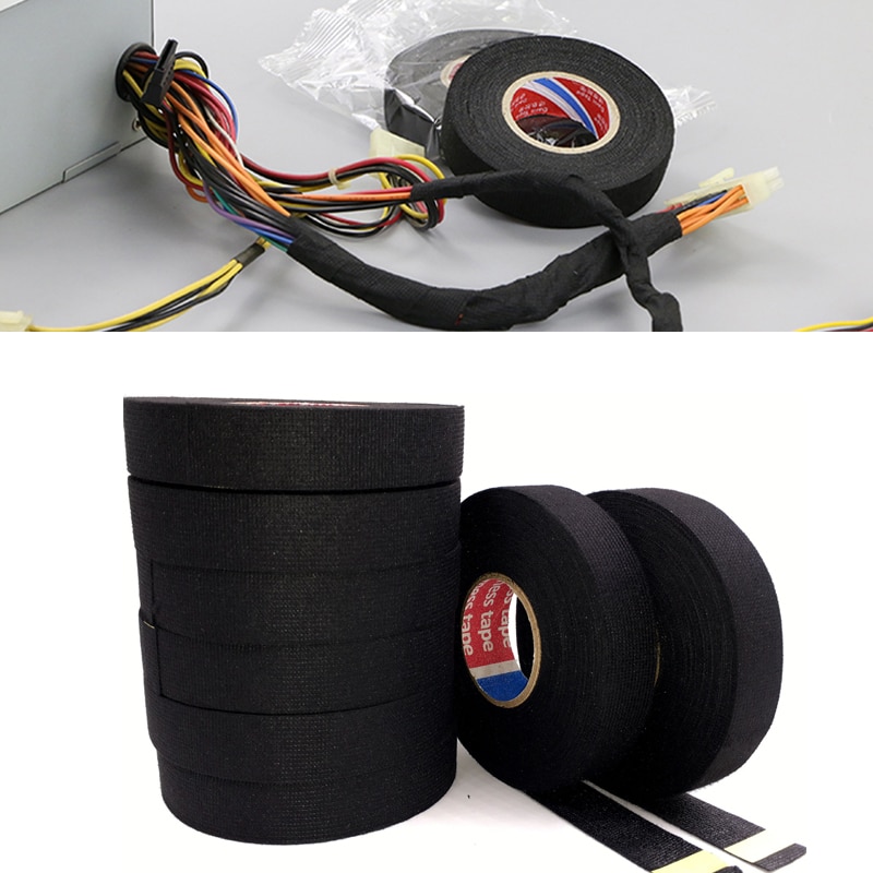 19 Mm * 15M Auto Tapes Voertuig Kabelboom Lawaai Geluidsisolatie Black Adhesive Doek Stof Tape Auto styling Tape