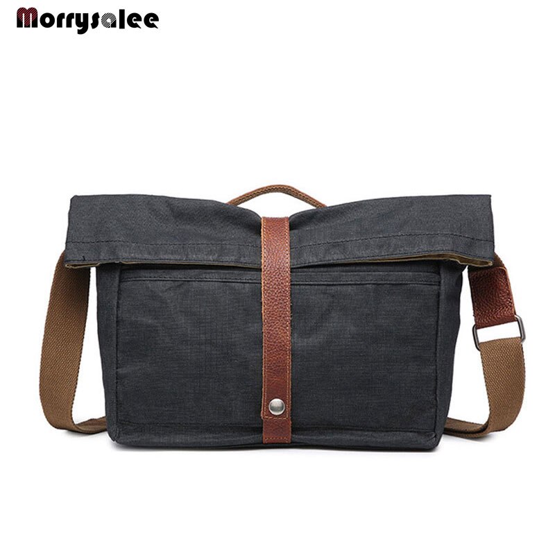 Mannen Canvas Handtas Mannen Zakelijke Polyester Zachte Handgreep 14 Inch Aktetassen Tassen Schoudertas Canvas Mannen Tassen: Black