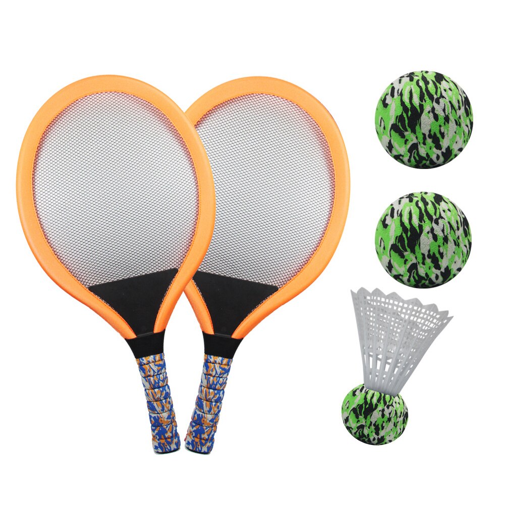 Børn bærbar badmintonbold sjov øvelse strandlegetøj indendørs holdbar udendørs sport tennisracket sæt begynder børnehave: Orange