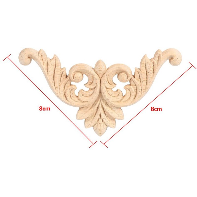 8 Uds madera tallada apliques para muebles esquina aplique para decoración de la puerta del hogar DIY hecho a mano (8X8cm)