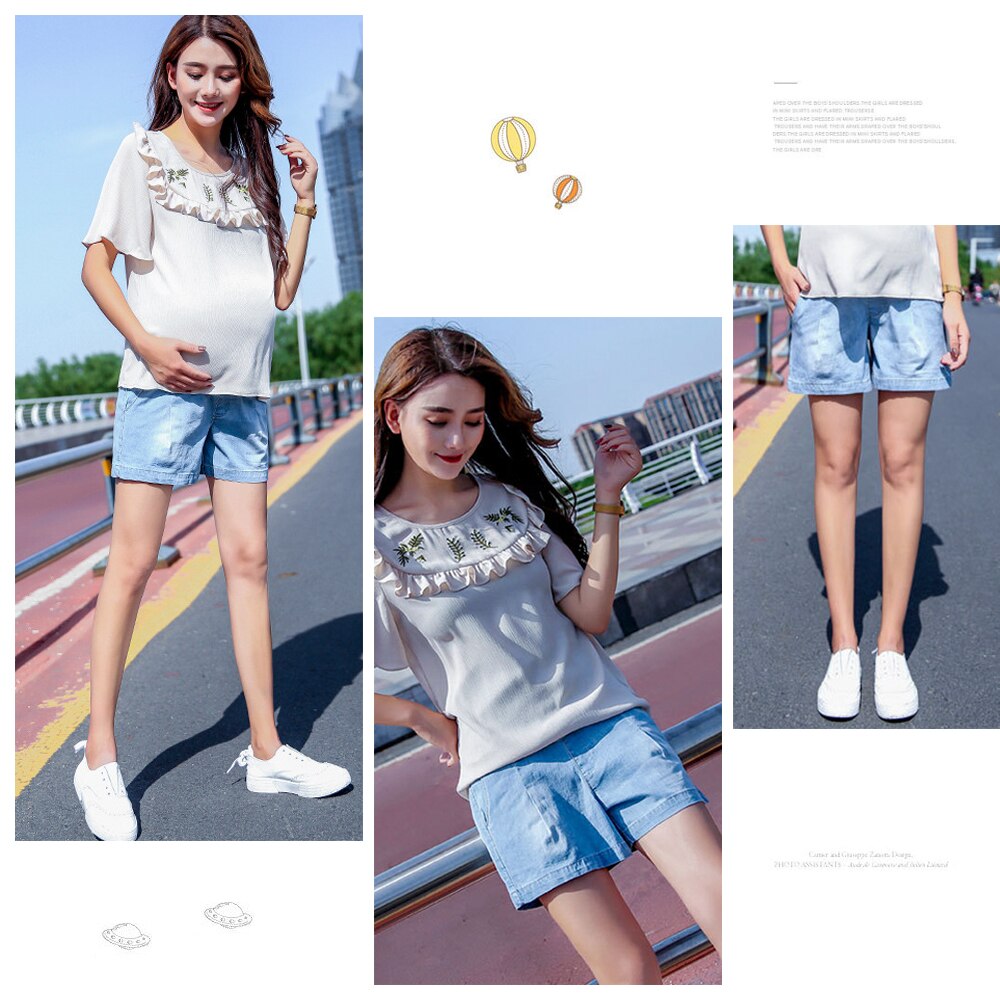 Schwangerschaft kurze Hose für schwangere frauen Jeans kurze Hose mutterschaft verlieren kurze Hose hohe taille pluderhosen mutterschaft taschen