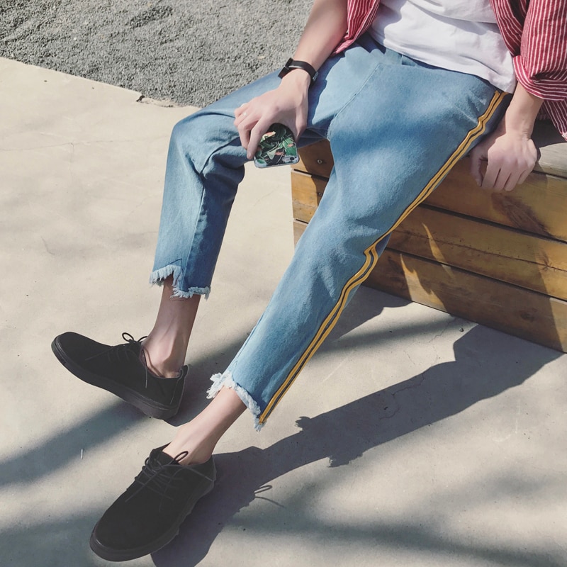 BLUE edge Ripped Biker Jeans Men Denim Super Skinny Famous Brand Slim in Casual harem Pants Scratched Trousers 2XL