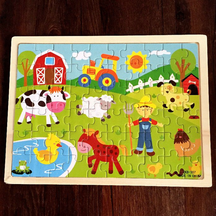 Cartoon 60 Puzzels Kinderen Speelgoed Houten Puzzel Daycare Homeschool Levert Educatief Kids 3d Puzzels Een Stuk: farm