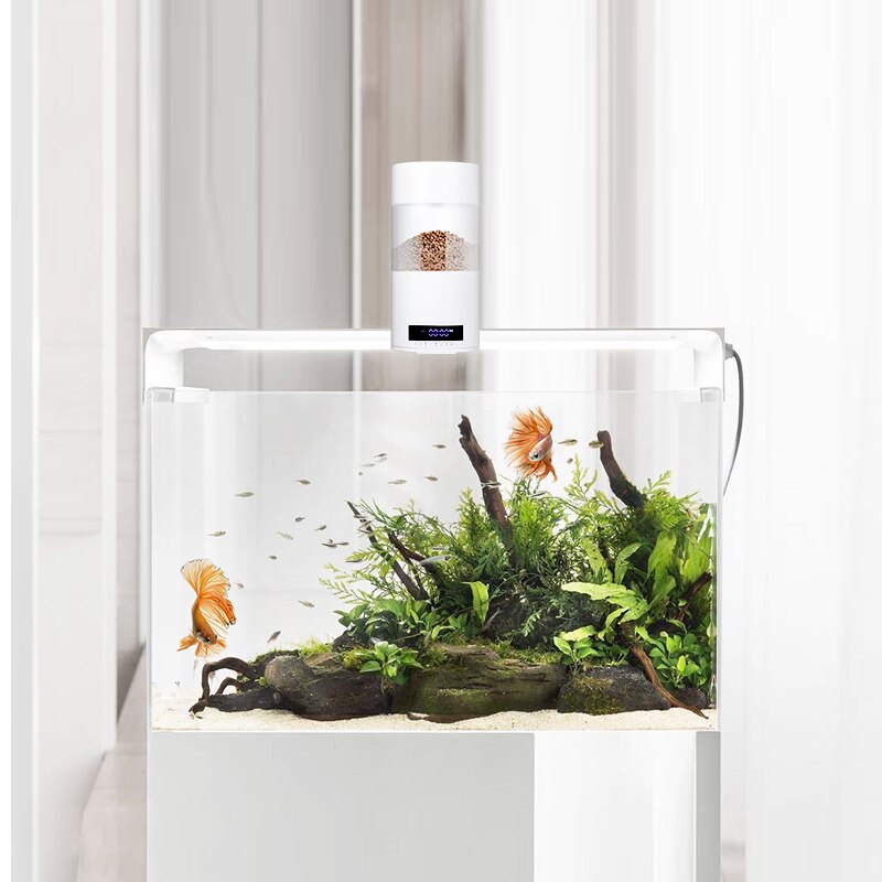 Shyfish O2 Smart fish feeder Aquarium Digital Automatic Food dispenser fish tank Portable Timer Feeding machine 500ml