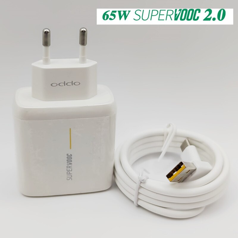 EU/US OPPO Supervooc 65W Fast Charger Supervooc 2.0 Adapter 6.5A Type C Cable for For Find X2 Pro Reno6 Reno5 ACE 2 X20 Pro