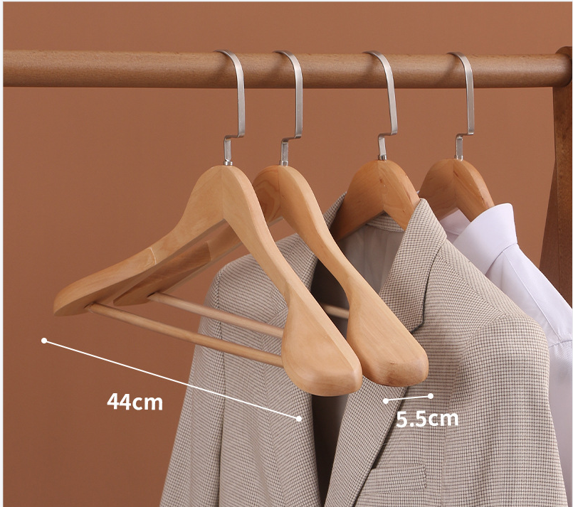 Velvet coat hanger wood flocking wide shoulder suit clothes rack home Wardrobe closet organizer luxury clothes wooden hanger: XL / light green