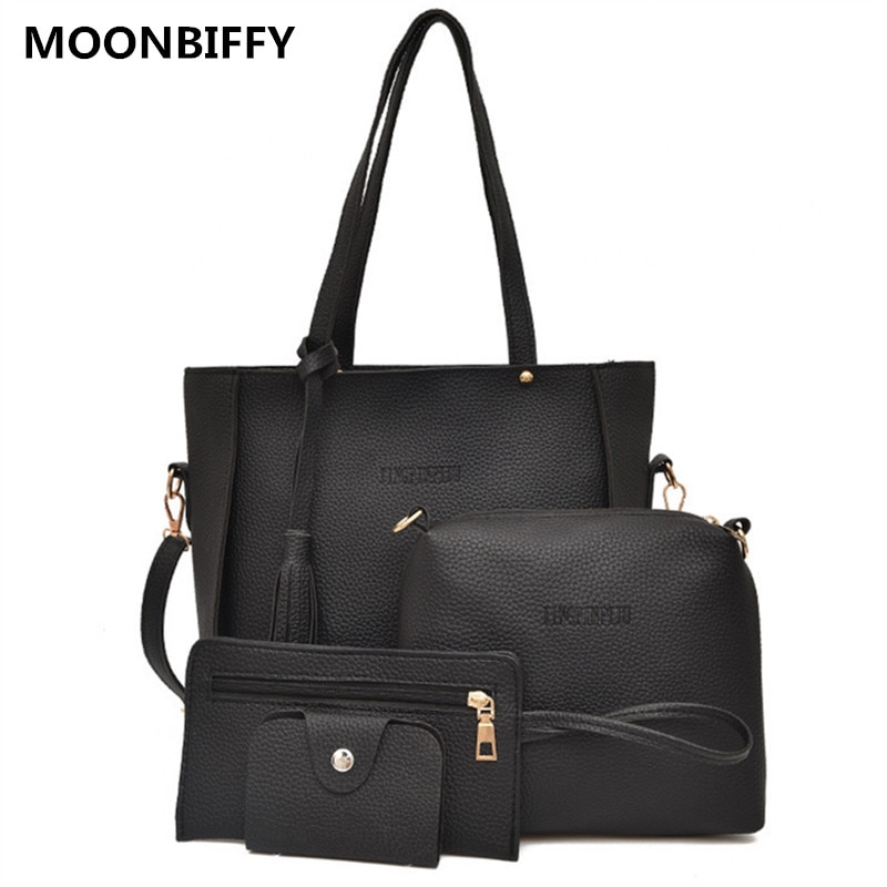 4 stk/sæt dametasker med kvast 5 farve dame crossbody tasker til rejser kvindelige skuldertasker bolso muje