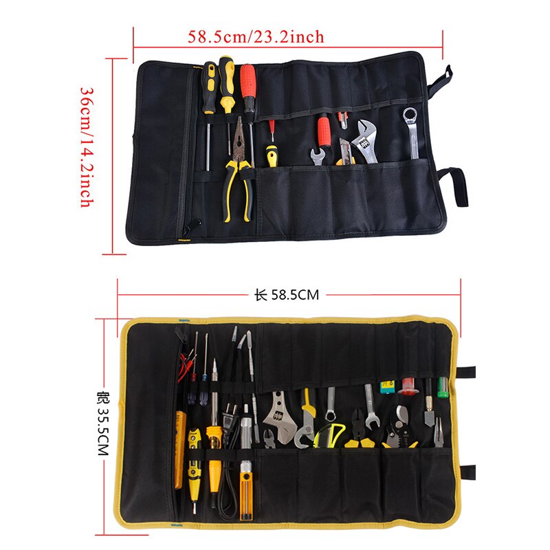 Organizer Tool Tool Bag Roll Tas, 58 × 35 cm Tool Bag Opbergtas for sleutels, Schroevendraaier, Tang, Opvouwbare Oxford-tas for elektricien Timmerman Technicus