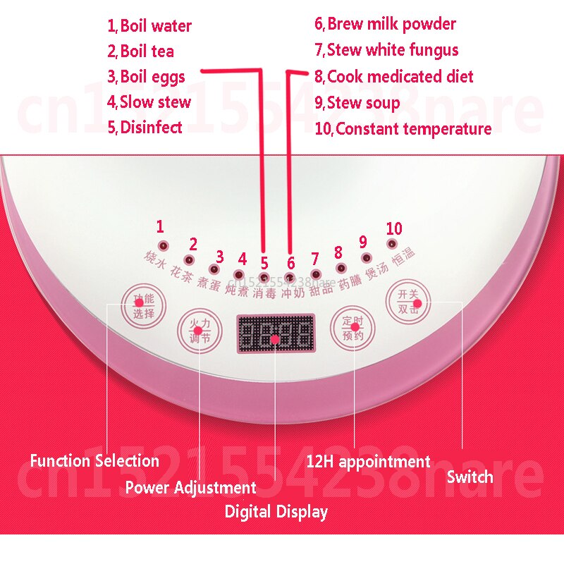 1.8L multifunción Kattle ceramica automática salud tetera termostática salud botella de agua control Digital