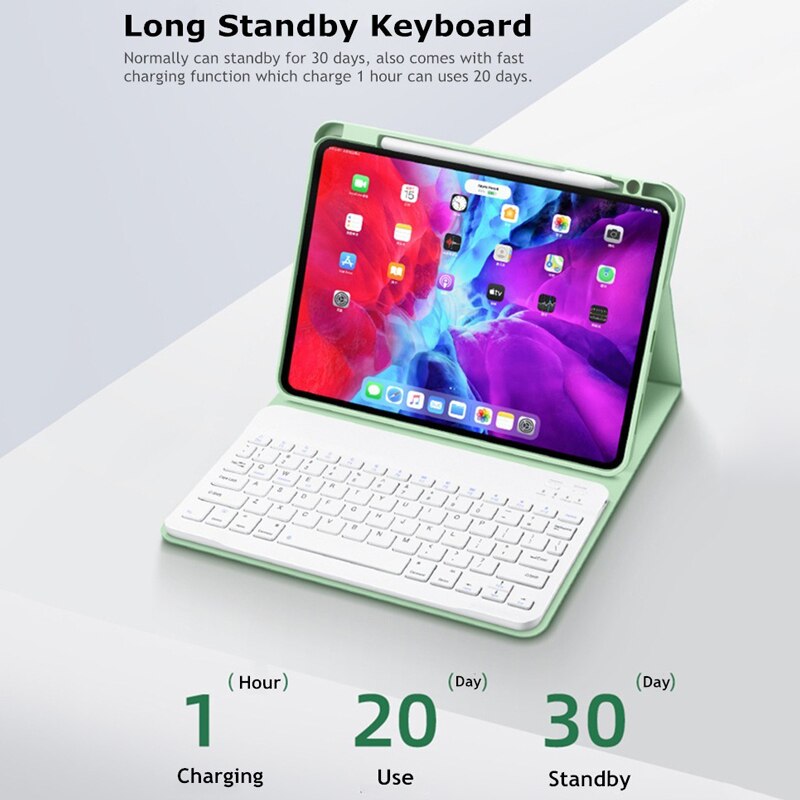 Hülle mit bluetooth-tastatur für ipad pro 11 , ipad pro 12 9 10 2 8th ipad 9.7 (7th. 6th )