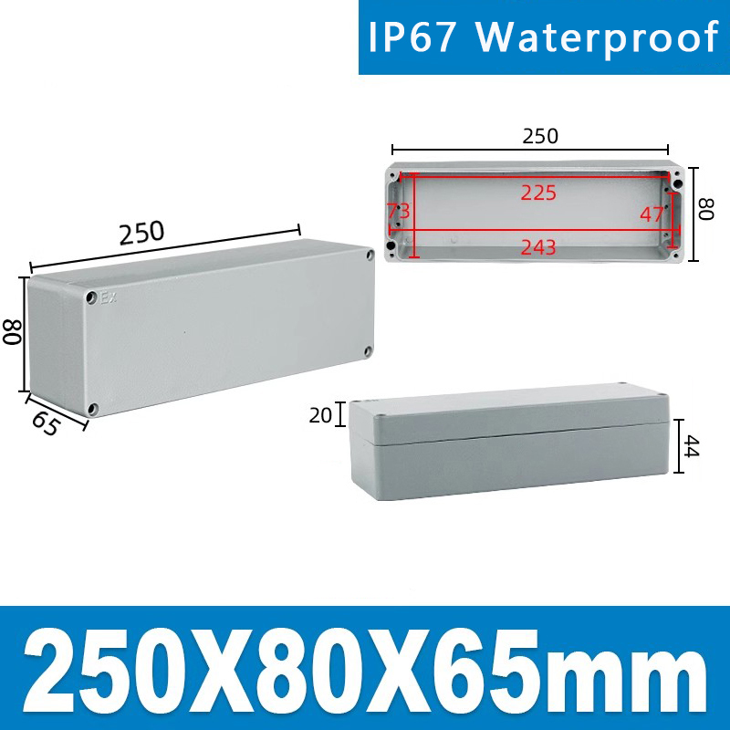 Boîtier en aluminium extérieur IP67 boîtier électrique étanche extérieur scellé projet boîtier d'instrument boîte de jonction industrielle: Bleu