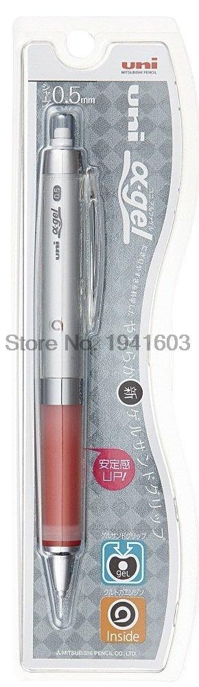 Uni M5-858GG 3 Stuks Alpha Gel Kuru Toga Auto Lead Rotatie Met Super Grip Vulpotlood-0.5 Mm: Silver with red