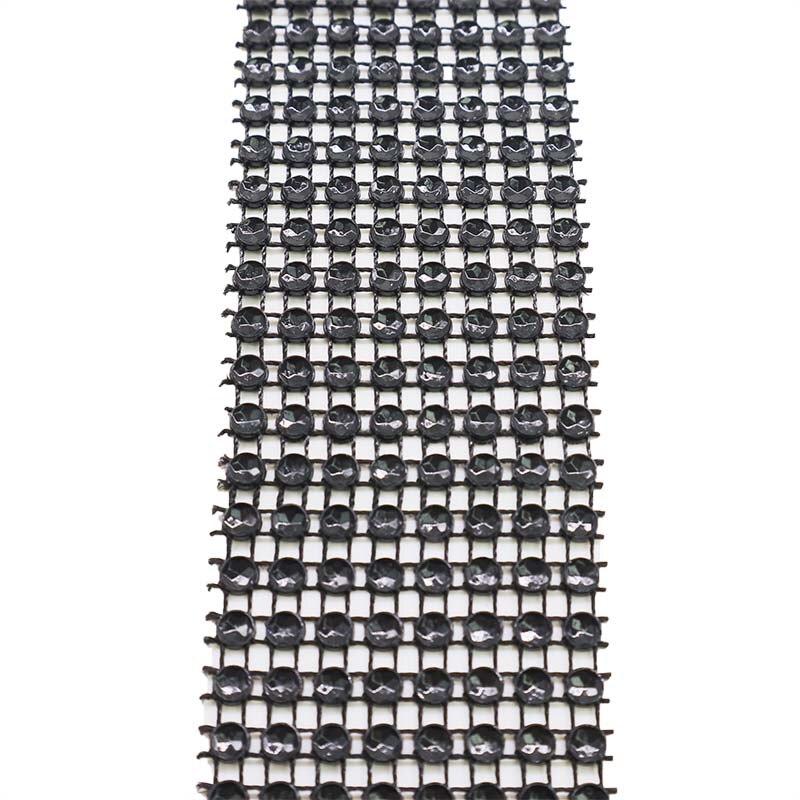 2 mètres 4cm rubans en maille diamantée bling rouleau de maille strass argenté décoration de fête à domicile ruban cristal artisanat fait main: Noir / 2 mètres