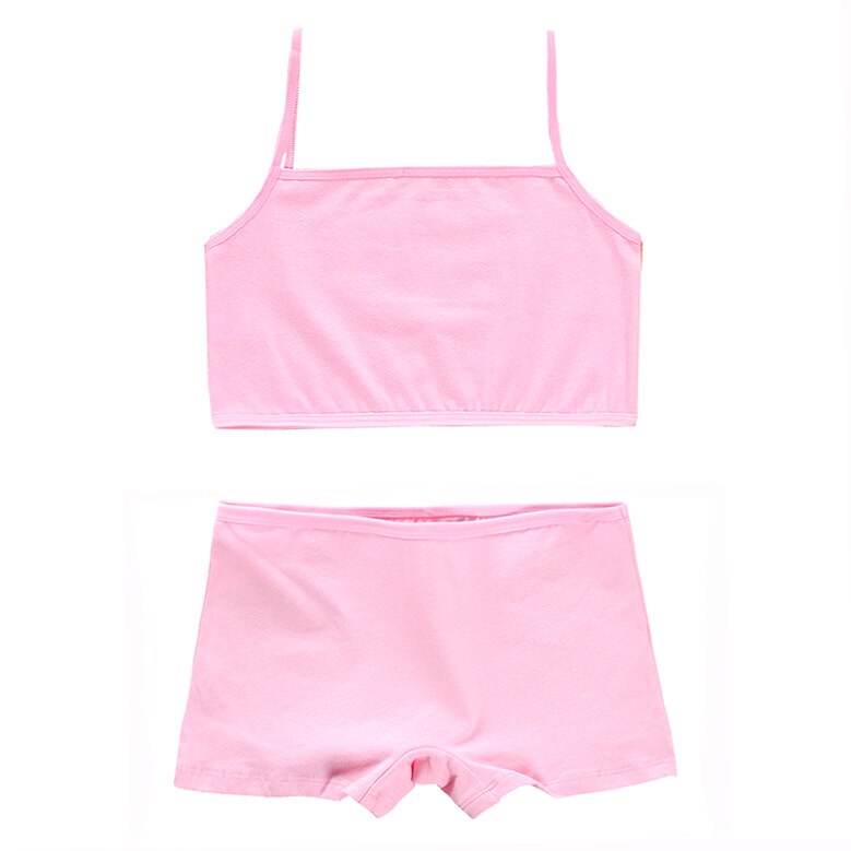 Girls' bra development period suit single layer solid color sling tube top Girl bra training 8-16 years old sports bra set