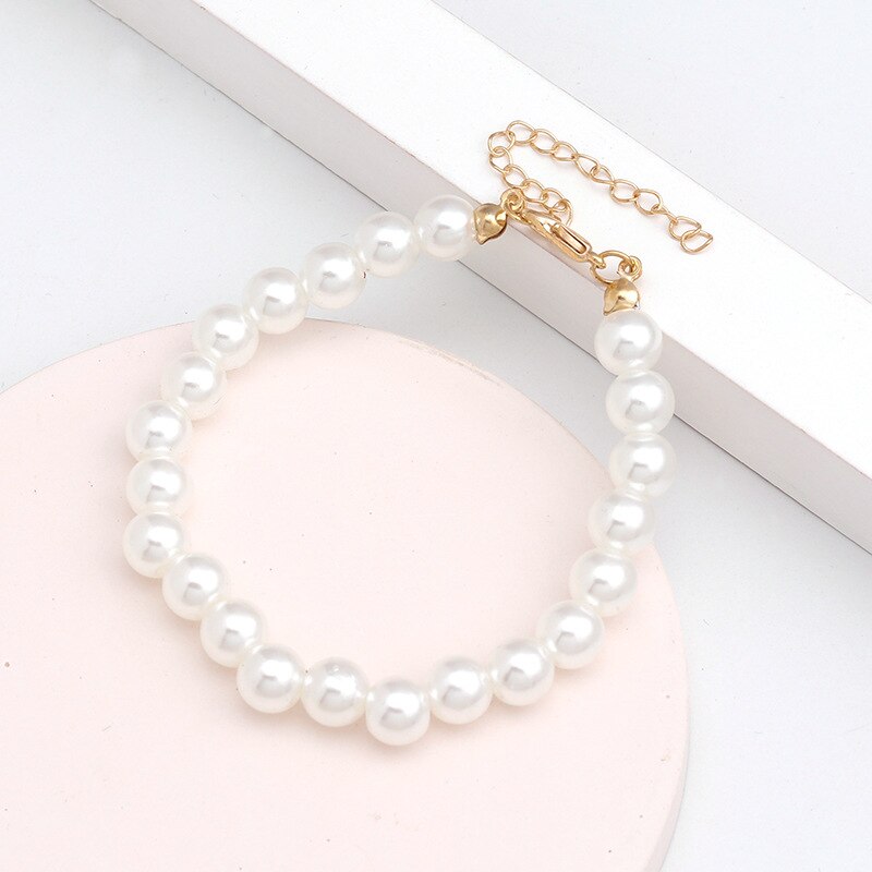 Parel Armbanden Elastische Chain Armbanden Voor Vrouwen Meisje Elegante Witte Bal Eenvoudige Sieraden Partij Bruiloft Dagelijks Leven Accessorie: 0.8cm