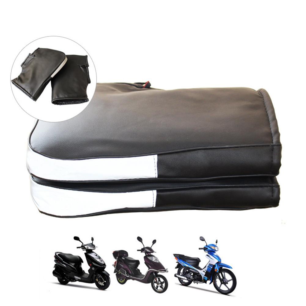 Winddicht Waterdicht Winter Motorfiets Stuur Handschoenen Thermische Met Reflecterende Strip Warm Motorbike Handle Bar Hand Cover Moffen: Black Large Mouth