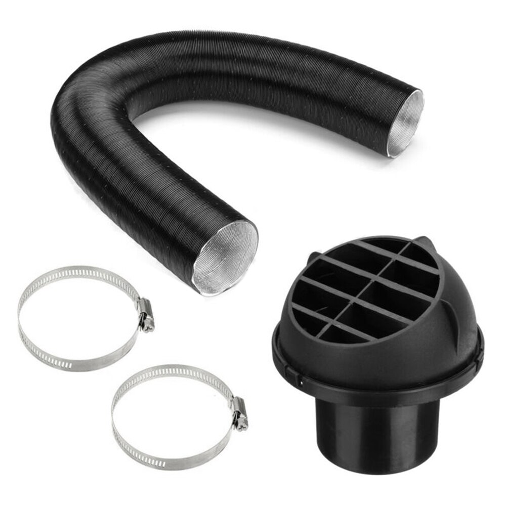 75mm Heater Pipe Duct Set Warm Air Outlet Hose Clip Black Replacement Accessory