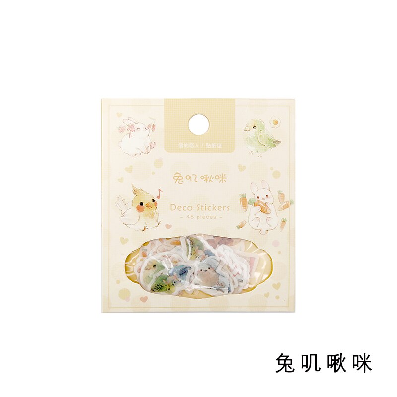 45pcs/1lot Kawaii Stationery Stickers Cute Animal Fox Diary Planner Decorative Mobile Stickers Scrapbooking DIY Craft Stickers: Tujiqiumi
