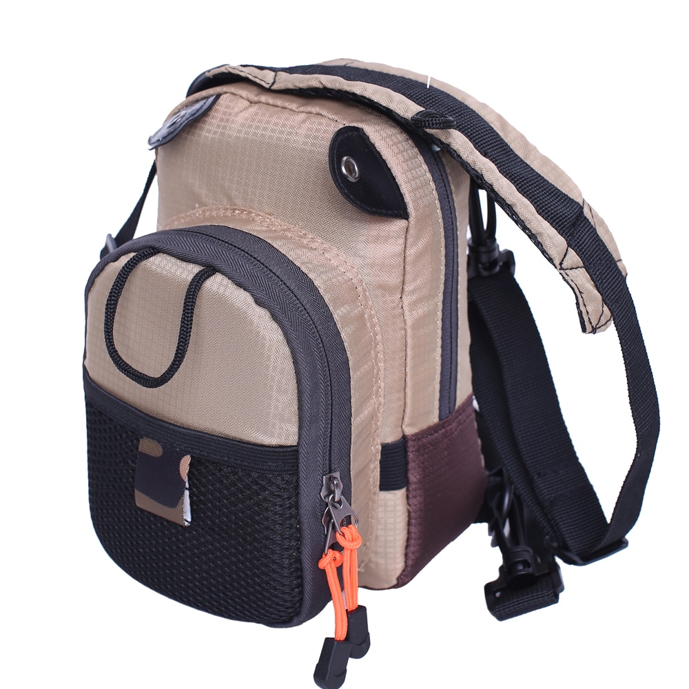 Khaki Smaller Fly Fishing Chest Pack Lightweight Waist Bag Mini Tackle Storage Backpack