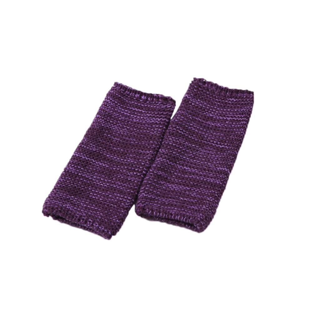 Nuevos calentadores de paso de baile, Protección deportiva de punto de pie, cubierta de mallas calientes, botas de lana lisa, conjunto de envoltura para piernas, soporte de pierna de algodón: Púrpura