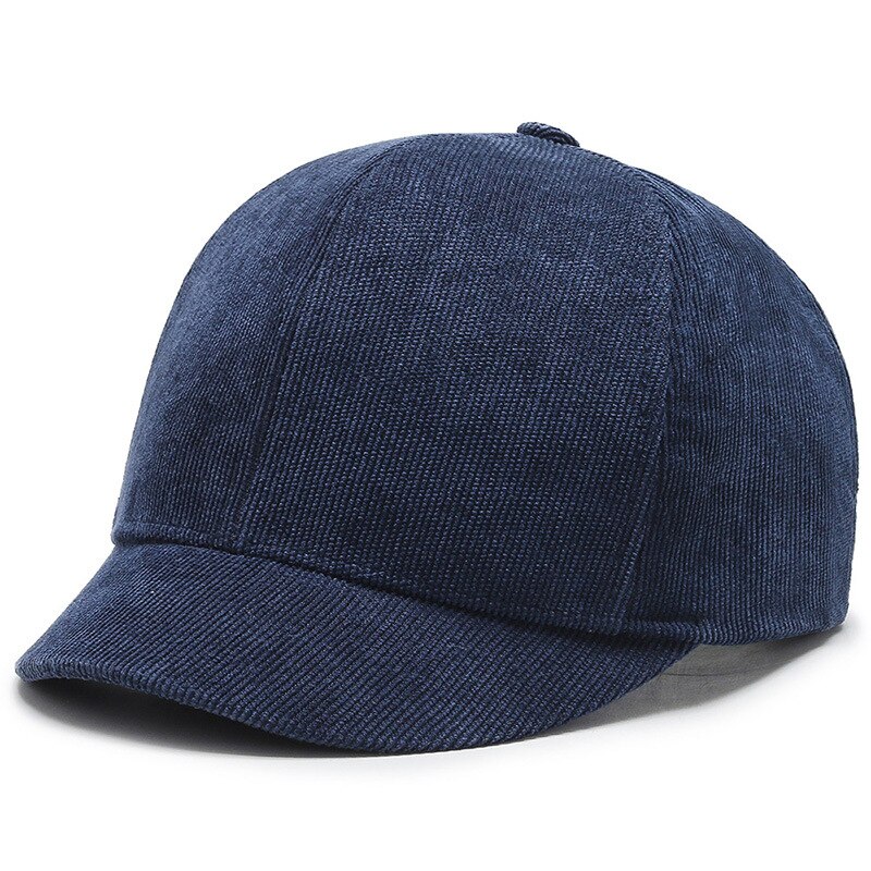 Kort rammehette ensfarget baseballcap menn kvinner høst vinter utendørs hesteluer kordfløyel snapback uformell hatt: 1