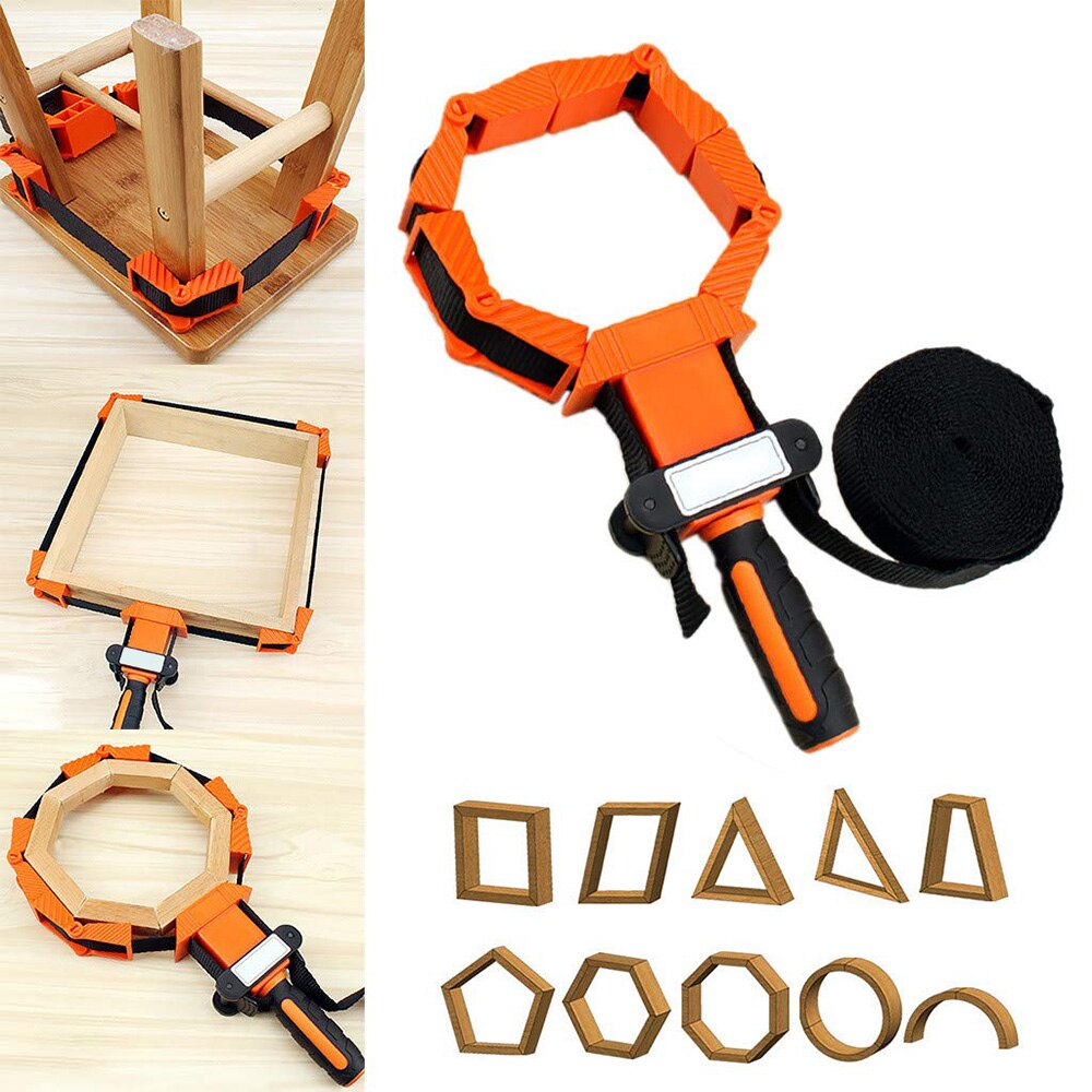 Multifunction Belt Clamping Tools Woodworking Quick Adjustable Band Clamp Polygonal Clip 90 Degrees Binding Belt Clamp