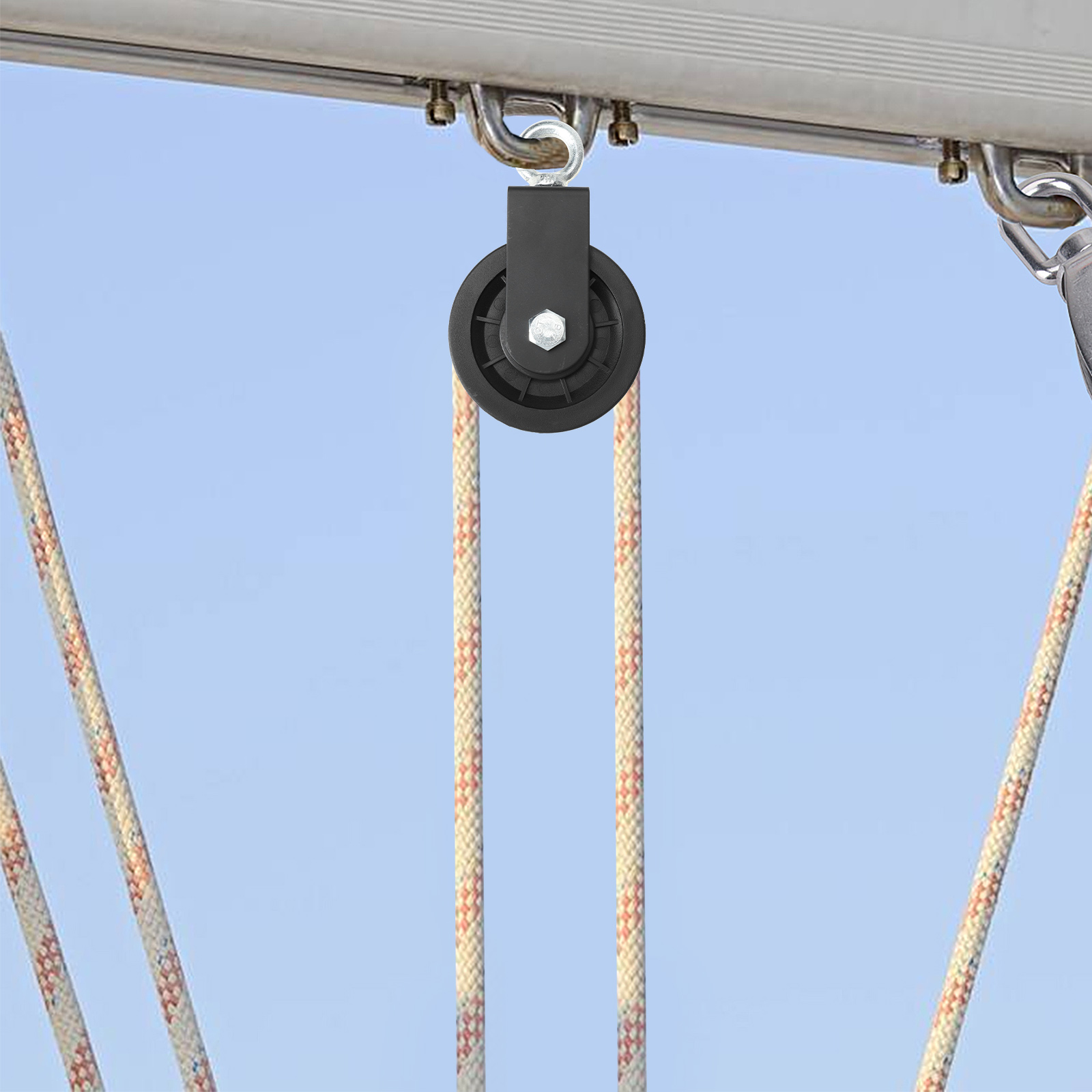 Polia pequena para academia, equipamento fitness, roda para máquina sobre porta, blocos de elevação de plástico, tração, corda de fio de aço segura