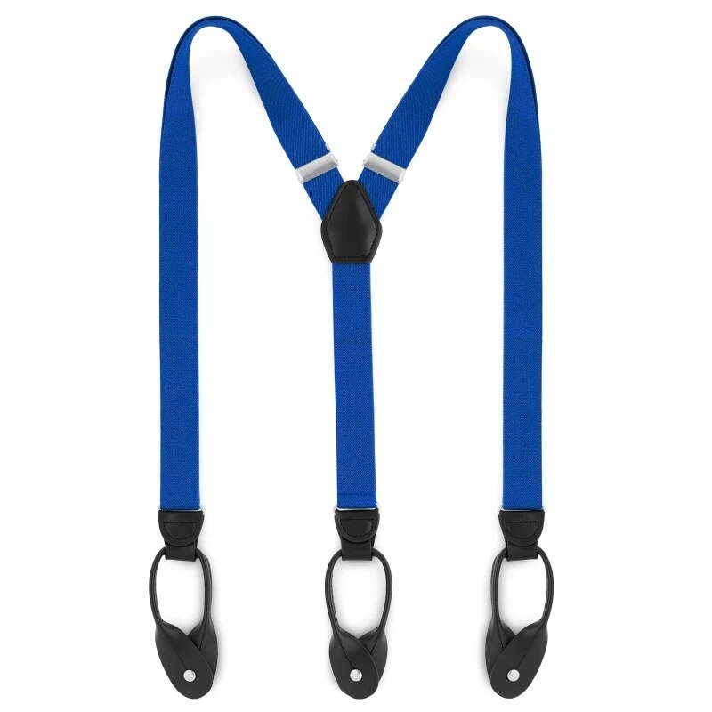 Slimmade 2.5cm kalsonger knappklämmor hängslen casual remmar y-rygg form herrbyxor suspensorio: Kungsblå