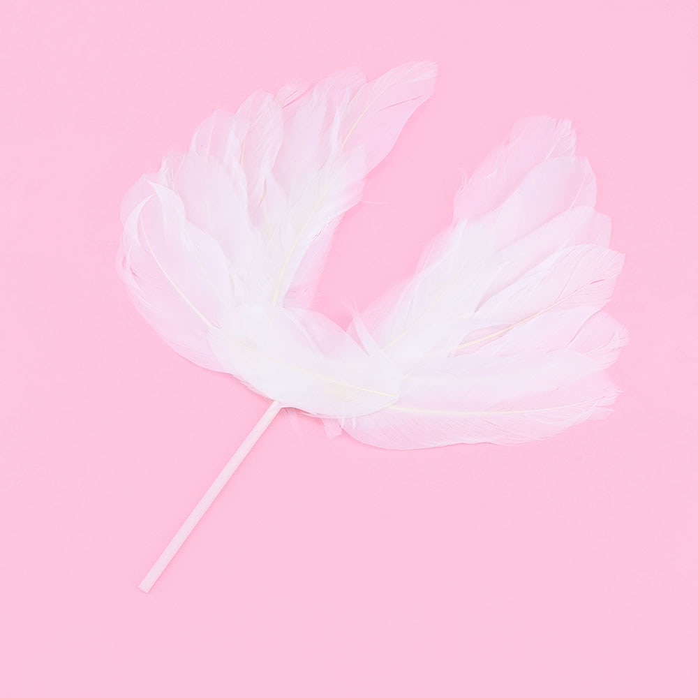 1Pcs Cake Topper Angel Wing White Feather Wing Happy Birthday Sticker Decor Baking DIY Accessory Romantic Ornaments Decoration