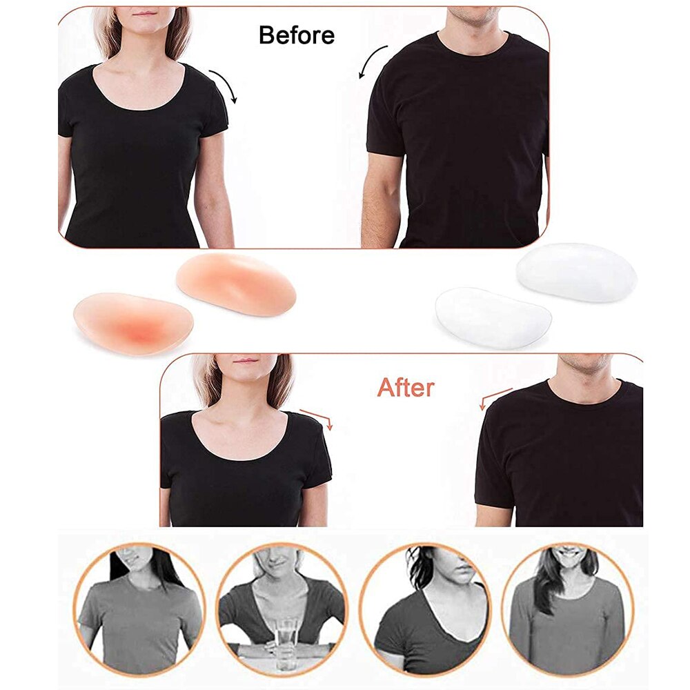 1Pair Soft Silicone Shoulder Pads Adhesive Anti-Slip Enhancer Reusable Shoulder Pads for DIY Women Clothing Accessories