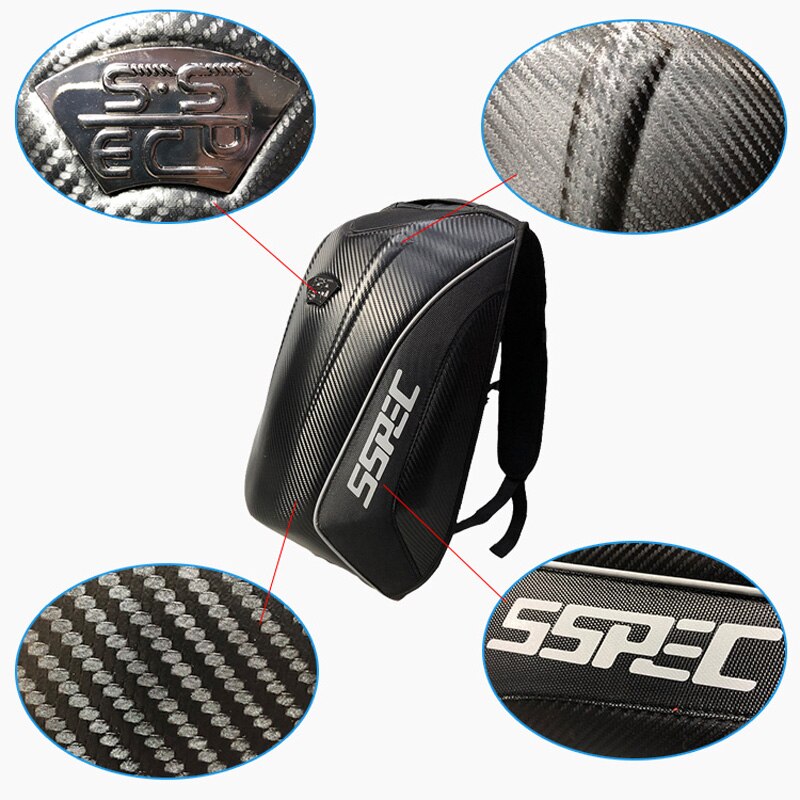 Mochila impermeable de fibra de carbono para motocicleta, bolso con carcasa dura, para turismo