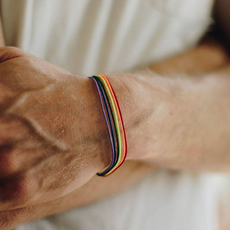 1Pc Vintage Touw Ketting Charme Armband Mode Gay Pride Regenboog Armband Vriendschap Armband Voor Mannen Vrouwen