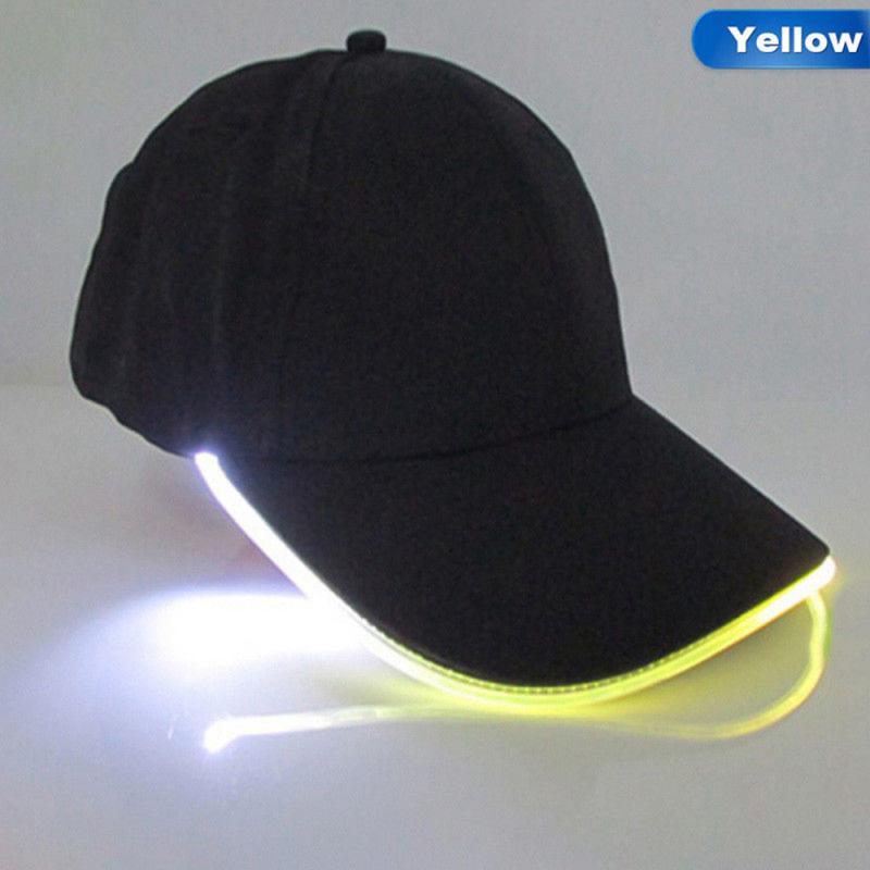 Gorra de béisbol con luz LED ajustable, gorro de béisbol con luz LED luminosa, Snapback, fibra óptica, turismo, colorido, actividad nocturna