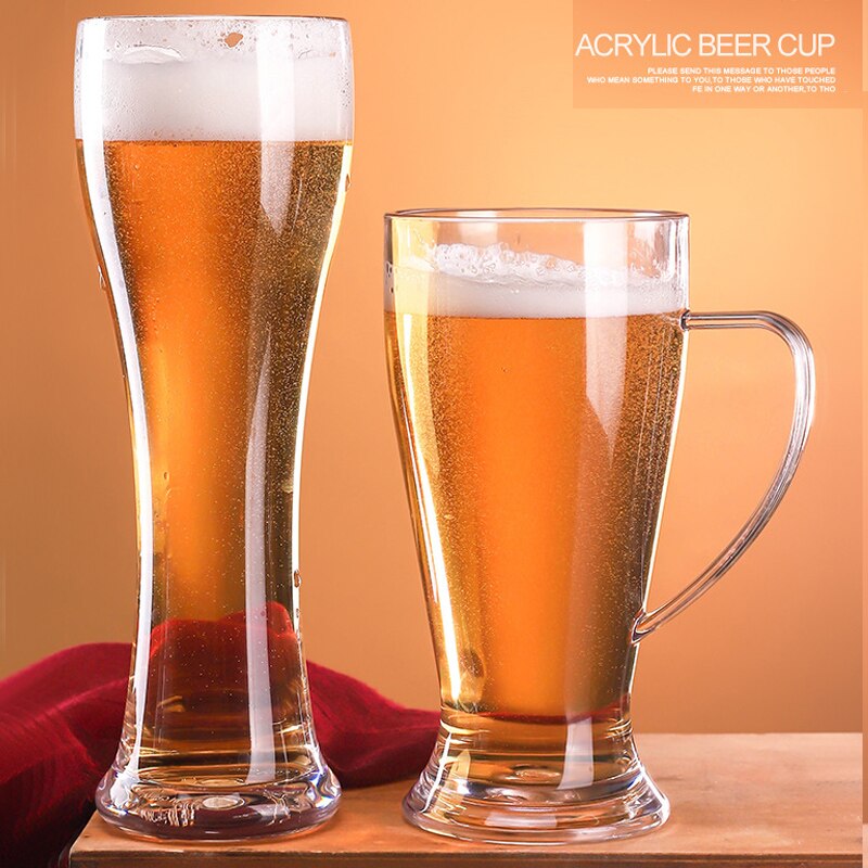 12 Large Capacity Beer Mug Glass Transparent Food Grade Plastic Anti Bar Glass 400-600ml Juice Cup Draught-beer Cup