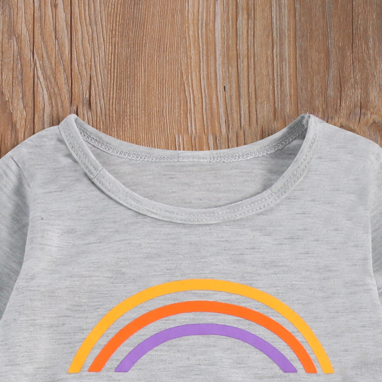 Meisjes Lange Mouw Regenboog Print Top + Ripped Broek Set