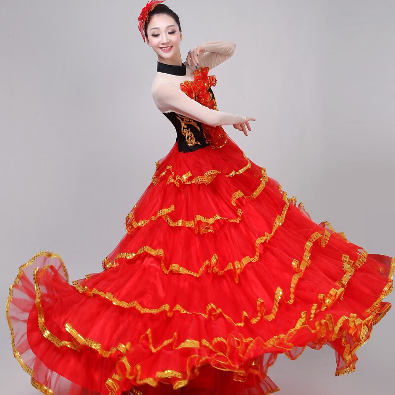 Opening Dance Big Pendulum Dress Spanish Flamenco Show Performance Dance Full-skirt Adult Female Dance Chorus National Suit H620