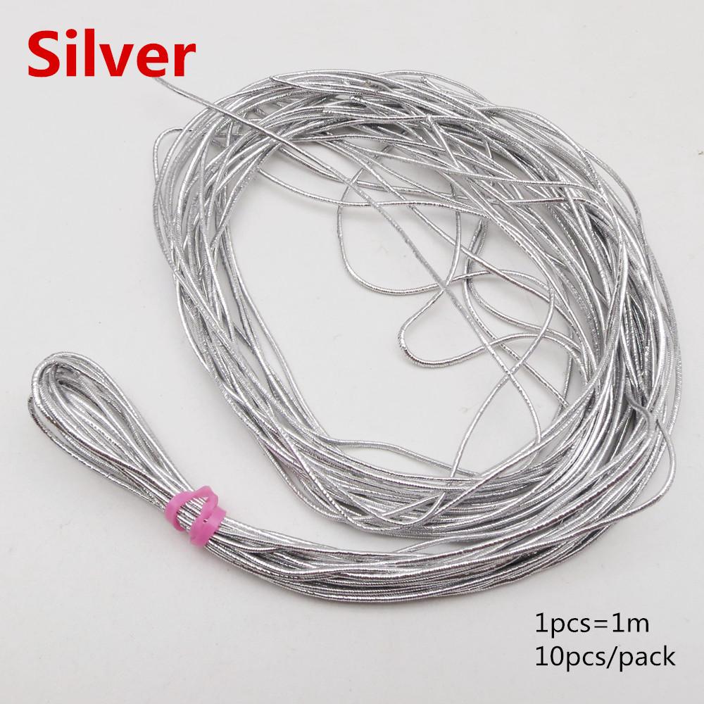 10pcs/pack Magic thin shimmer stretechable Strings Box Braids hair dread dreadlock Strings for hair Women Girl accessories: Silver